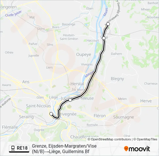 Bahnlinie RE18 Karte