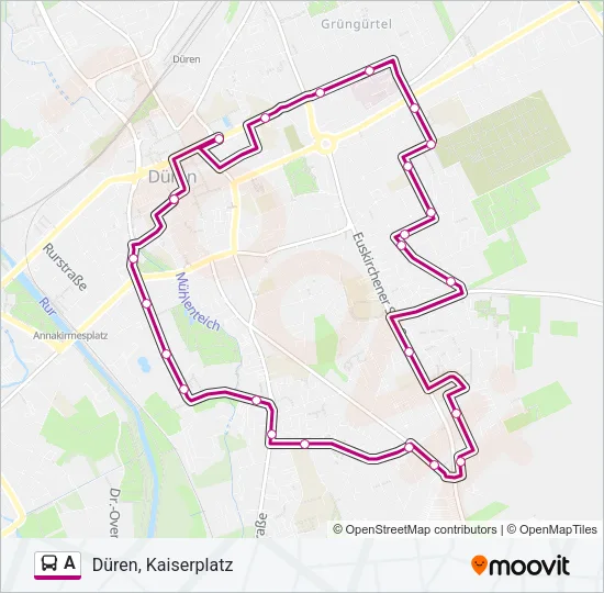 Автобус A: карта маршрута