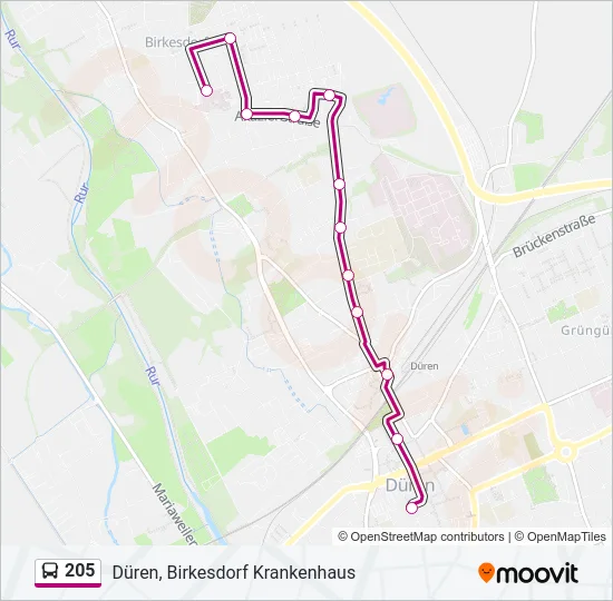 205 Bus Line Map