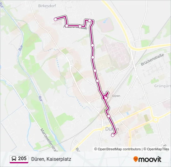 205 Bus Line Map
