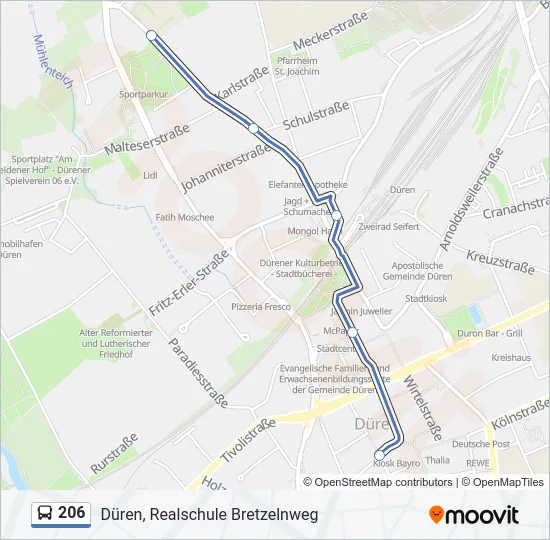206 Bus Line Map