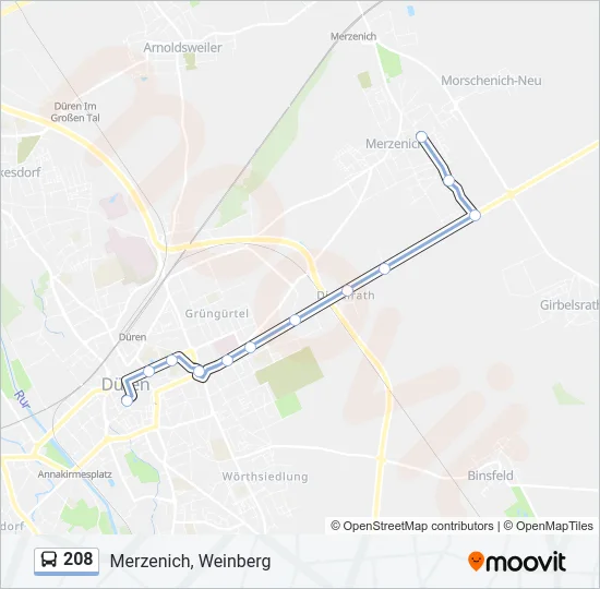 Buslinie 208 Karte