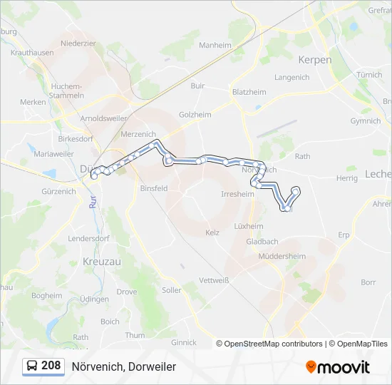 Автобус 208: карта маршрута