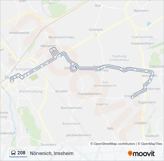 208 Bus Line Map