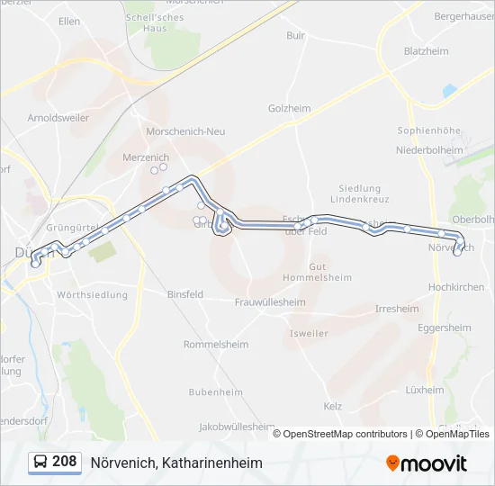 208 Bus Line Map