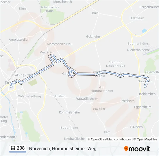 208 Bus Line Map