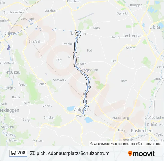 208 Bus Line Map