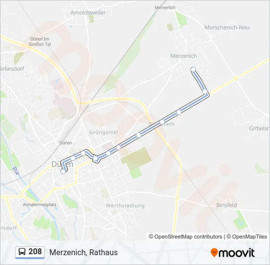 208 Bus Line Map