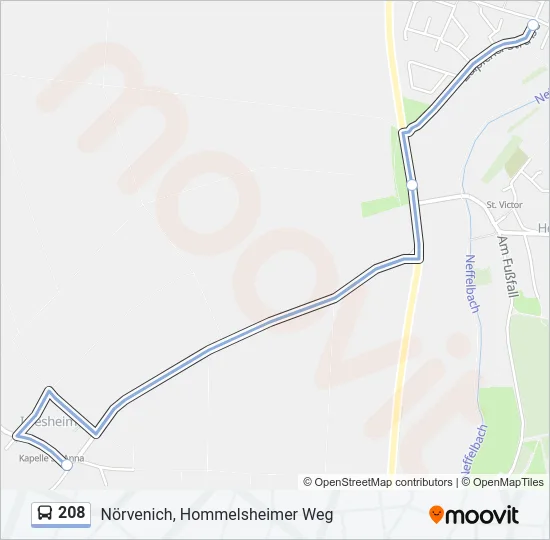 208 Bus Line Map