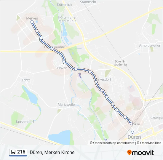 216 Bus Line Map
