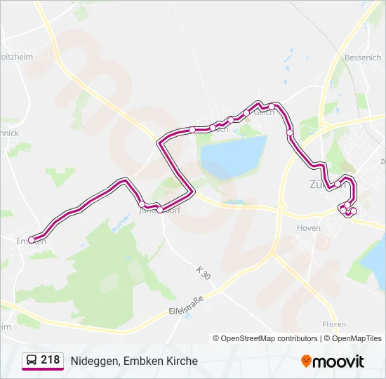 218 Bus Line Map