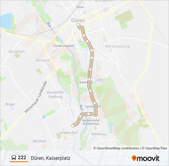 Автобус 222: карта маршрута