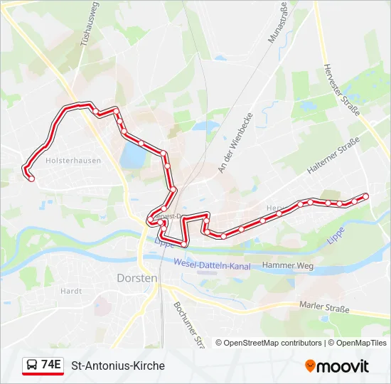 74E Bus Line Map