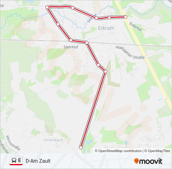 Автобус E: карта маршрута