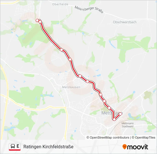 Автобус E: карта маршрута