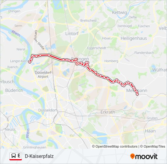 Автобус E: карта маршрута