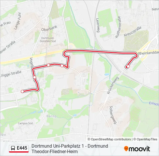 E445 Bus Line Map