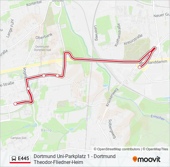 E445 Bus Line Map