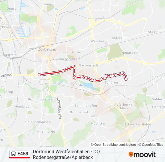 E453 Bus Line Map
