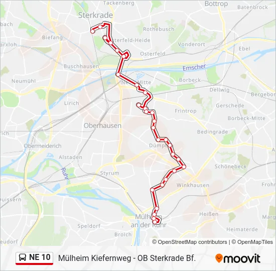 Автобус NE 10: карта маршрута