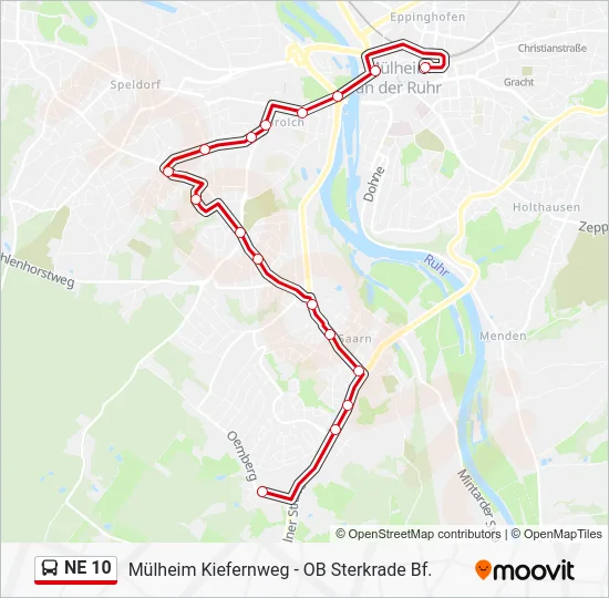 Автобус NE 10: карта маршрута