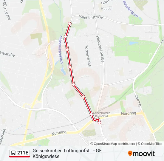 211E Bus Line Map