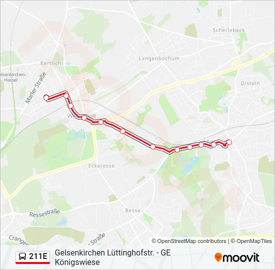 211E Bus Line Map