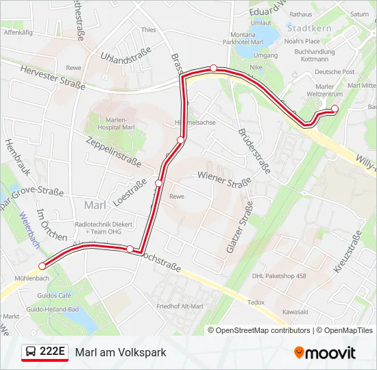 222E Bus Line Map