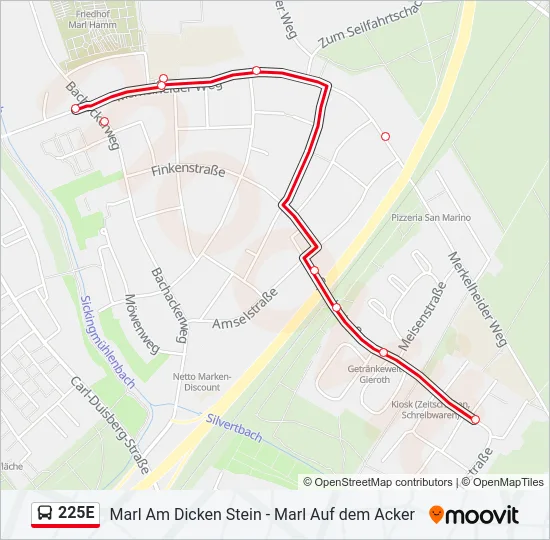 225E Bus Line Map