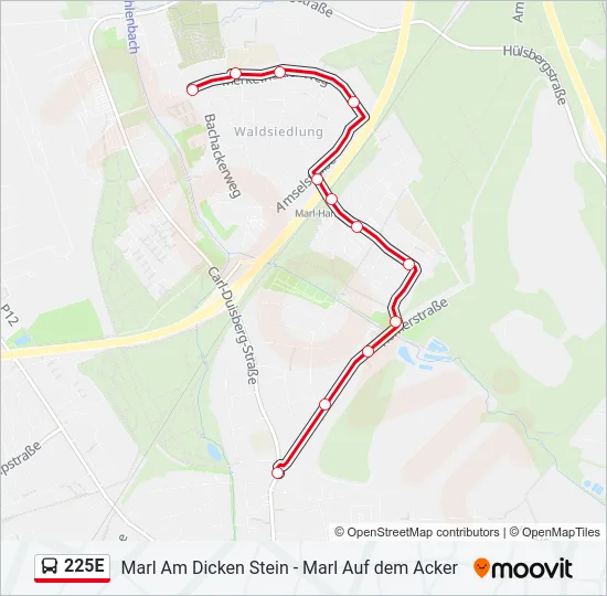 225E Bus Line Map