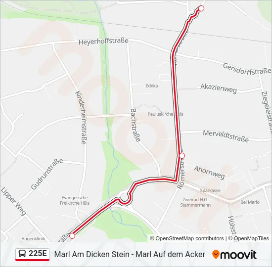 225E Bus Line Map