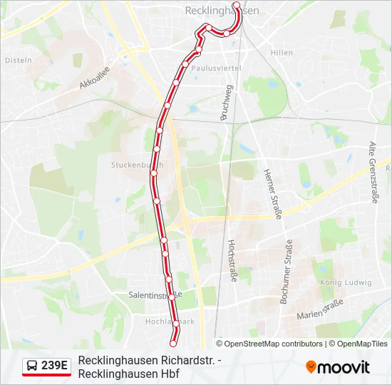 239E Bus Line Map