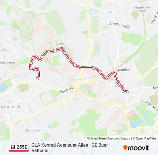 255E Bus Line Map