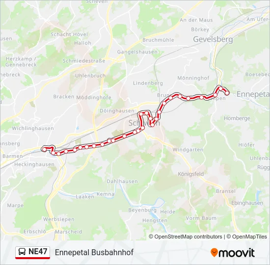 NE47 Bus Line Map