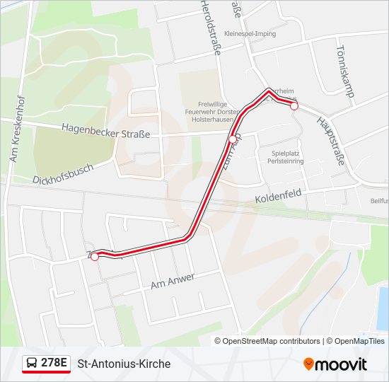 Автобус 278E: карта маршрута