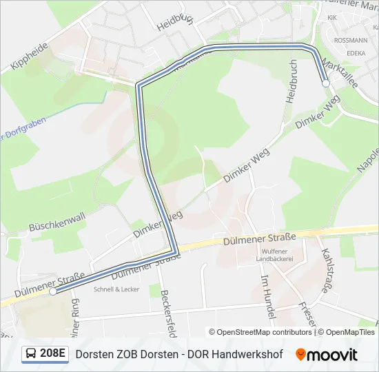 208E Bus Line Map
