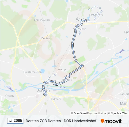 208E Bus Line Map