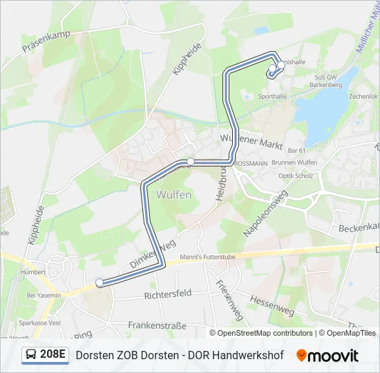 208E Bus Line Map