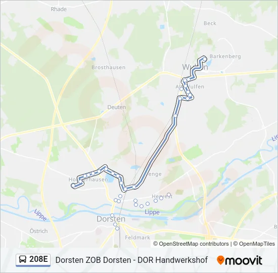 208E Bus Line Map