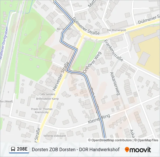 208E Bus Line Map