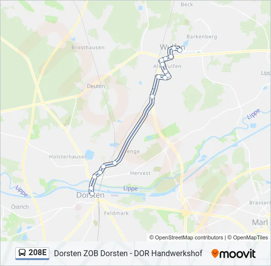 208E Bus Line Map