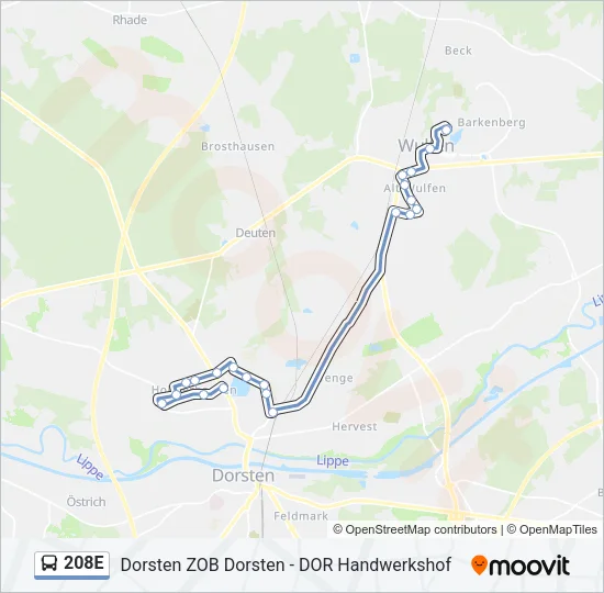 208E Bus Line Map
