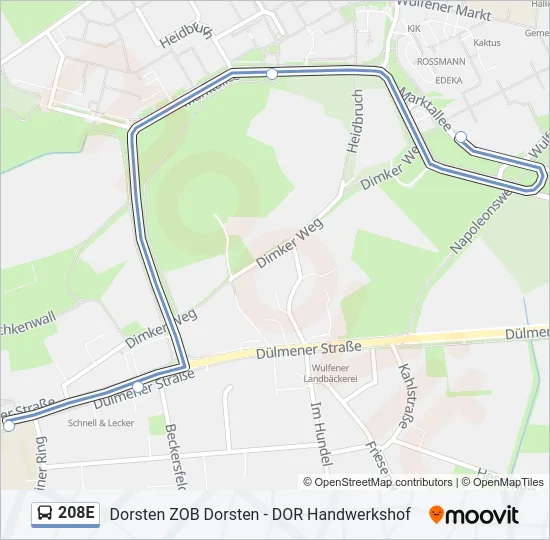 208E Bus Line Map
