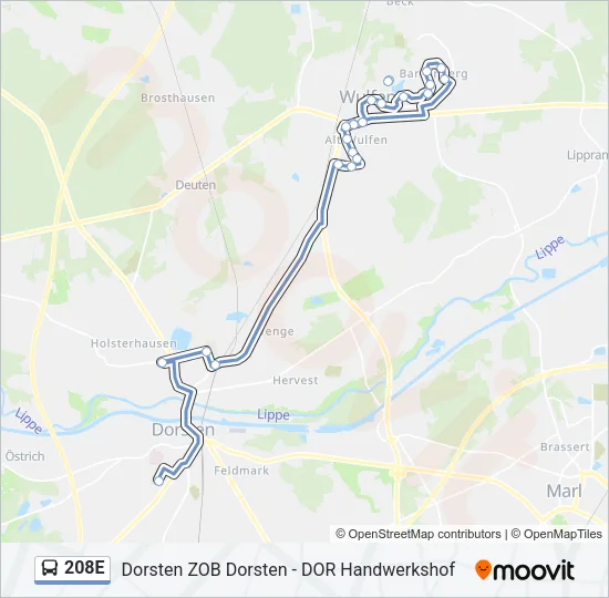 208E Bus Line Map