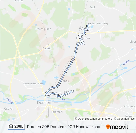 208E Bus Line Map