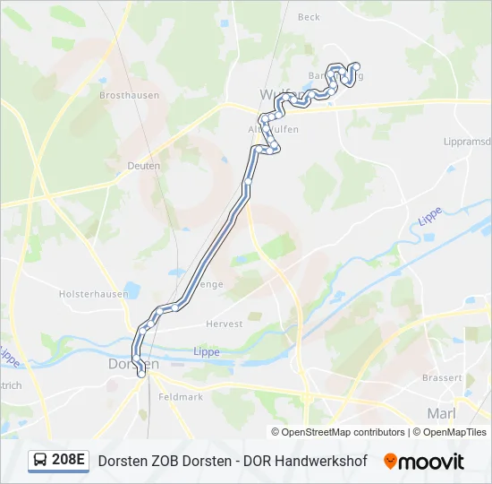 208E Bus Line Map