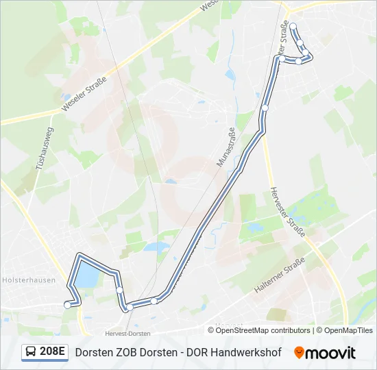 208E Bus Line Map