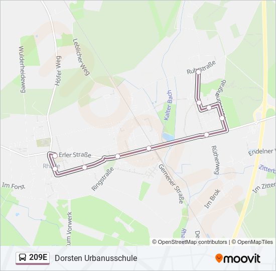 209E bus Line Map