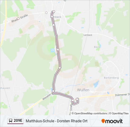 209E bus Line Map