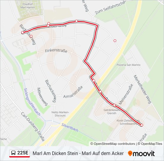 225E bus Line Map